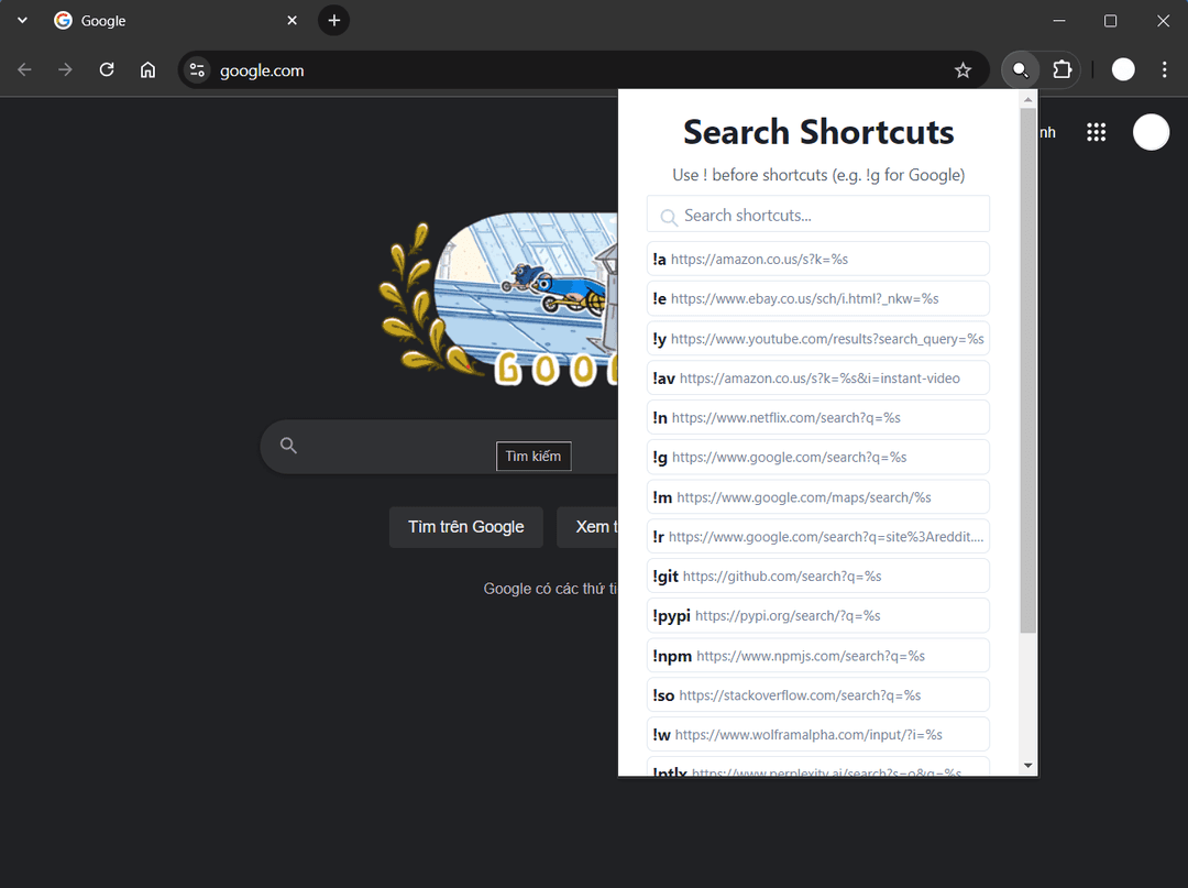 Search Shortcuts Extension